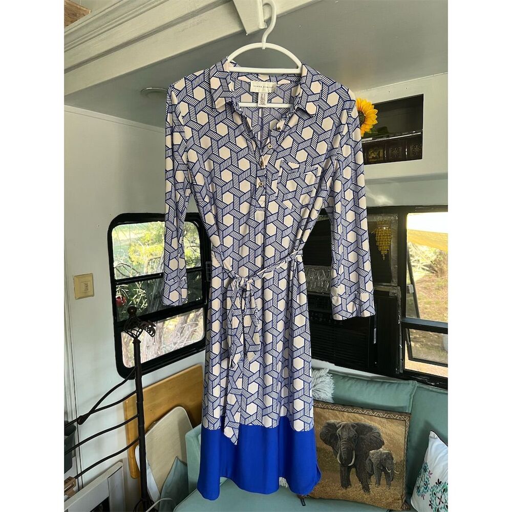 Donna Morgan Women's Size 12 Blue Geometric .
